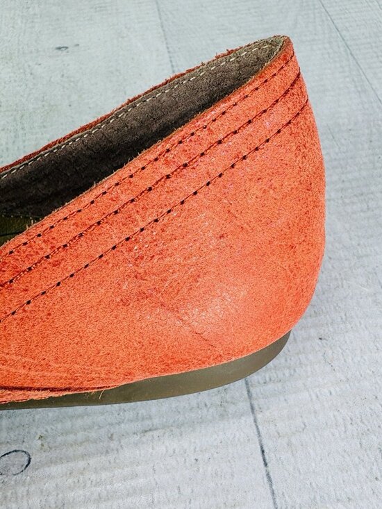 Lucky Brand ALBA Grenadine Hard Rock Orange Leather Square Toe Flat Shoe Sz 6 M - Picture 16 of 16